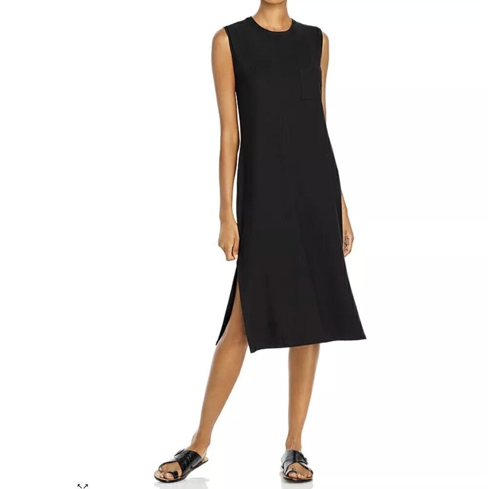 Theory Black Muscle Tee Dress in stretch cotton Size Medium